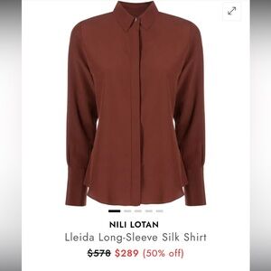 ✨🐈‍⬛ Nili Lotan Terracotta Button-Down Shirt 👔 Luxe Snap Detail 💫🖤